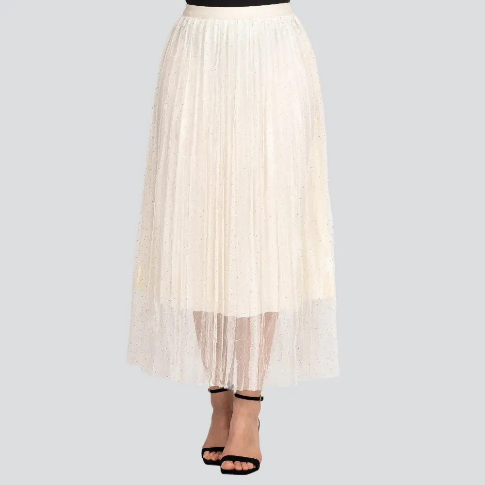 Saia Feminina Longa Fluida com Strass .JH1004