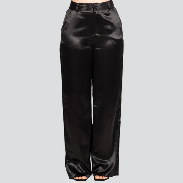 Calça Feminina Pantalona Acetinada .XX6031 Preto