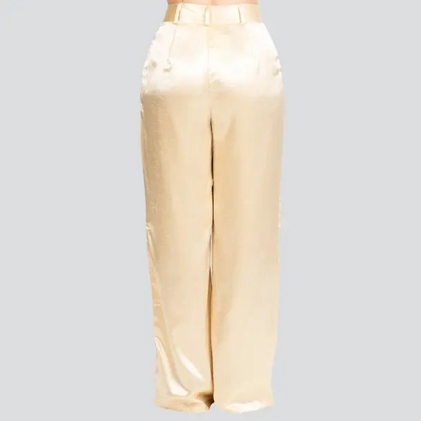 Calça Feminina Pantalona Acetinada .XX6031 Champagne