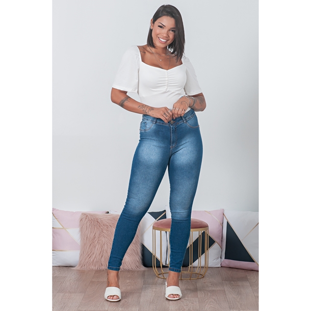 Calça jeans cintura shops alta jezzian