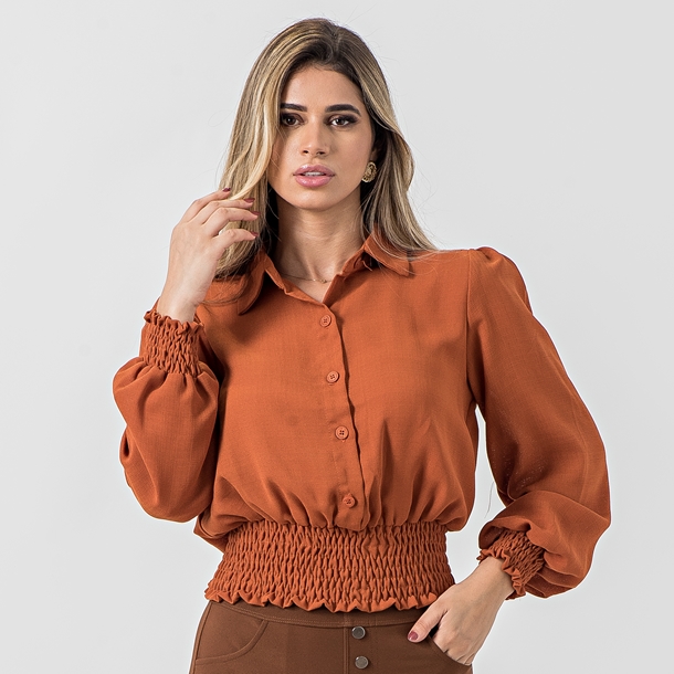 MSUNMODA Msun Moda Blusa Manga Longa Renda Feminina Elastico Na