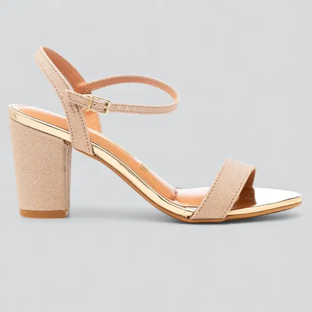 Sandália Feminina Salto Médio .6262474 Dourado