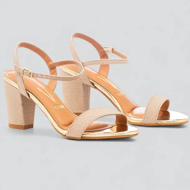Sandália Feminina Salto Médio .6262474 Dourado