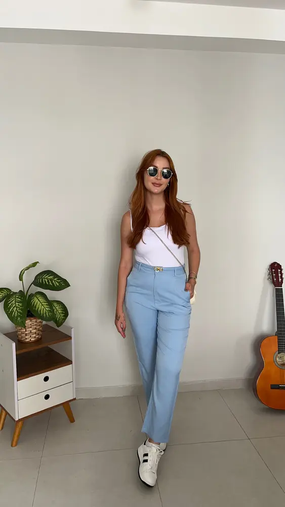 CALÇA  ALFAIATARIA COM CINTO REMOVIVEL RETA