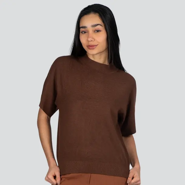 Blusa Feminina M/C Ampla .L817 Marrom