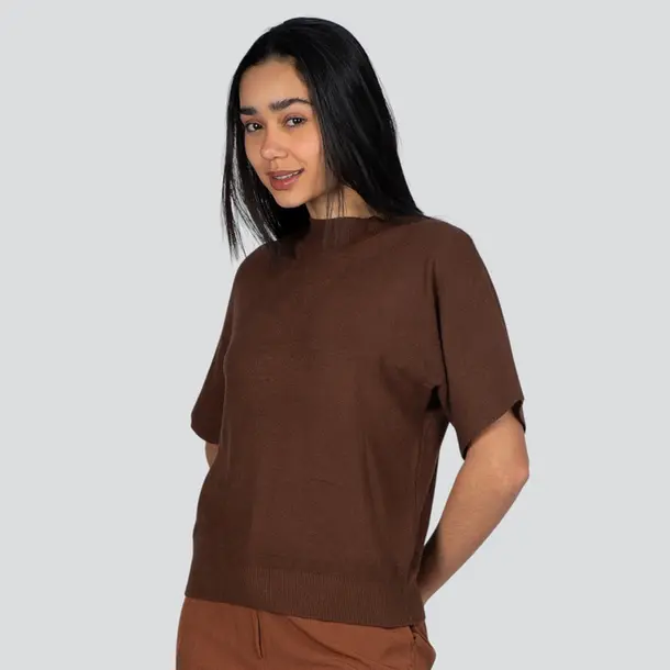 Blusa Feminina M/C Ampla .L817 Marrom