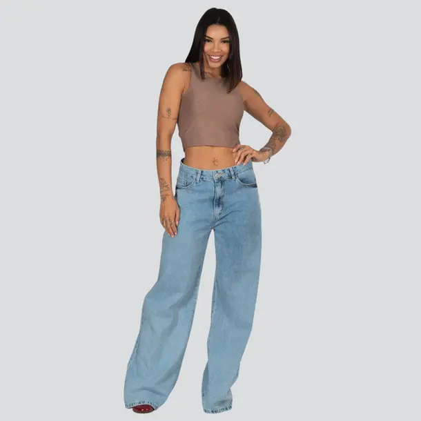 Calça Jeans Feminina Wide .8685 - Calça Jeans Feminina Wide .8685