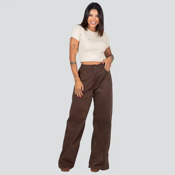 Calça Sarja Feminina Wide Leg .8741 - Calça Sarja Feminina Wide