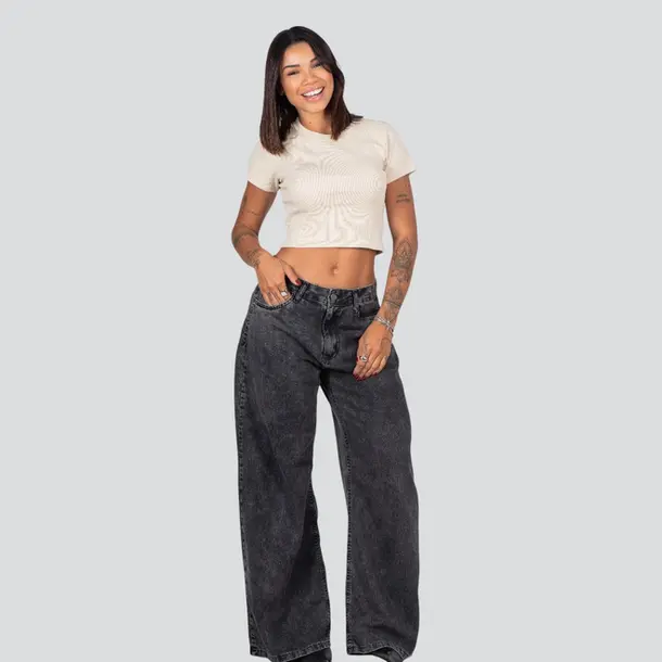 Calça Jeans Feminina Wide Leg .8821 - Calça Jeans Feminina Wide