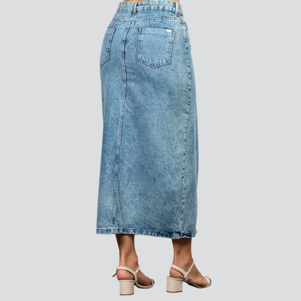 Saia Jeans Longa com Fenda Frontal .3094