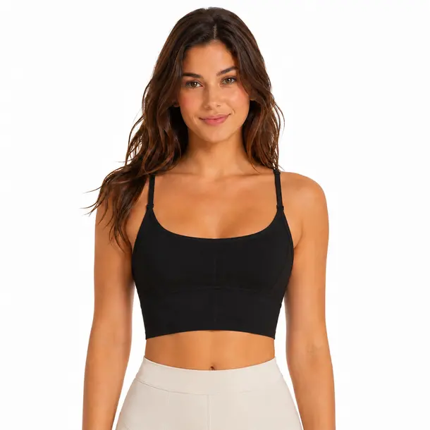 Top Feminino Alça Regulável Com Bojo Poliamida .9009223 Preto