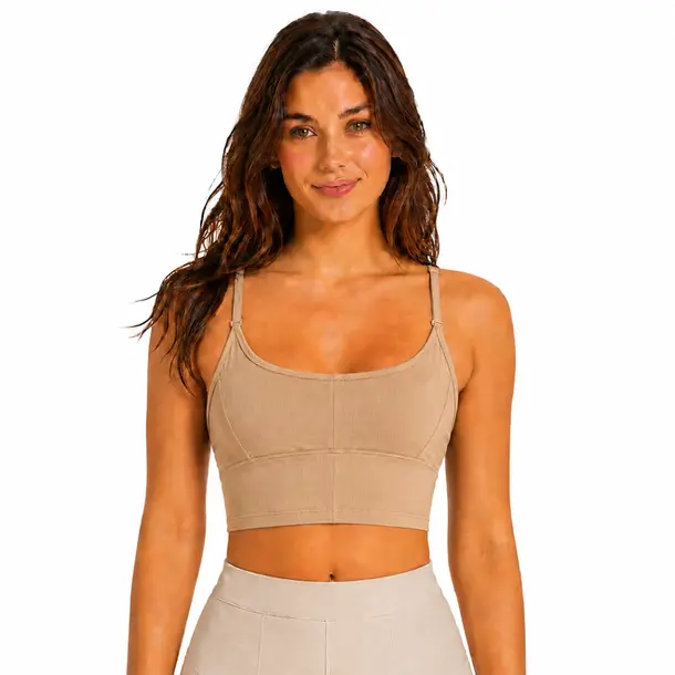Top Feminino Alça Regulável Com Bojo Poliamida .9009223 Bege