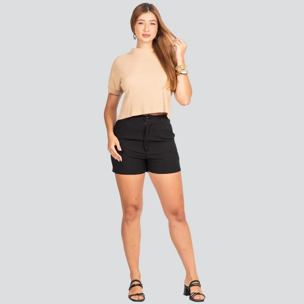 Blusa Feminina Manga Curta Waffle Ampla .8100