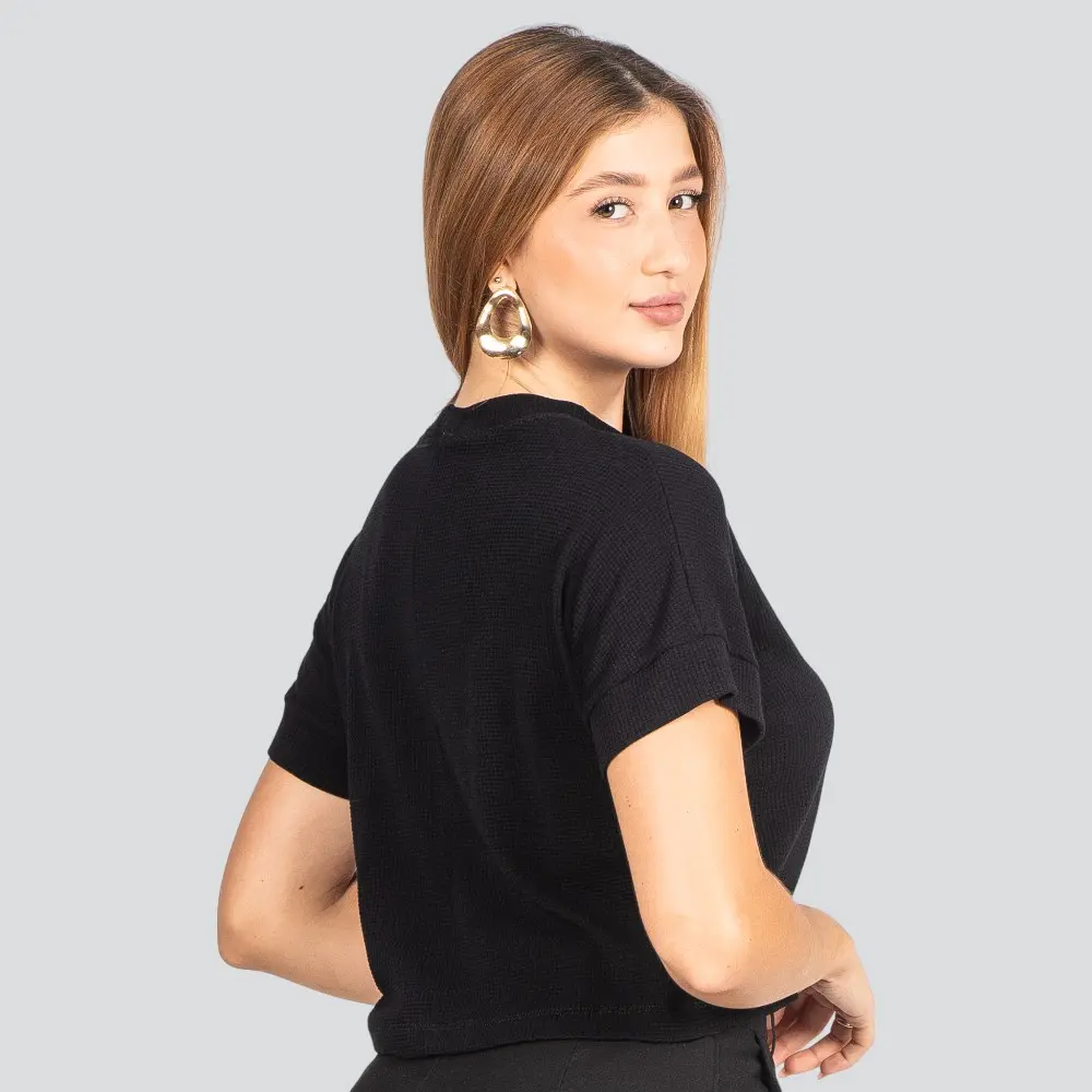 Blusa Feminina Manga Curta Waffle Ampla .8100