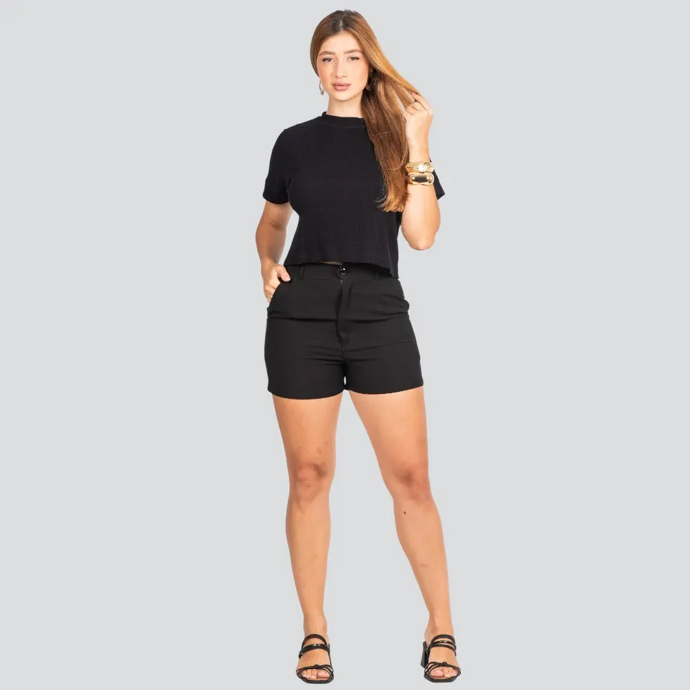 Blusa Feminina Manga Curta Waffle Ampla .8100