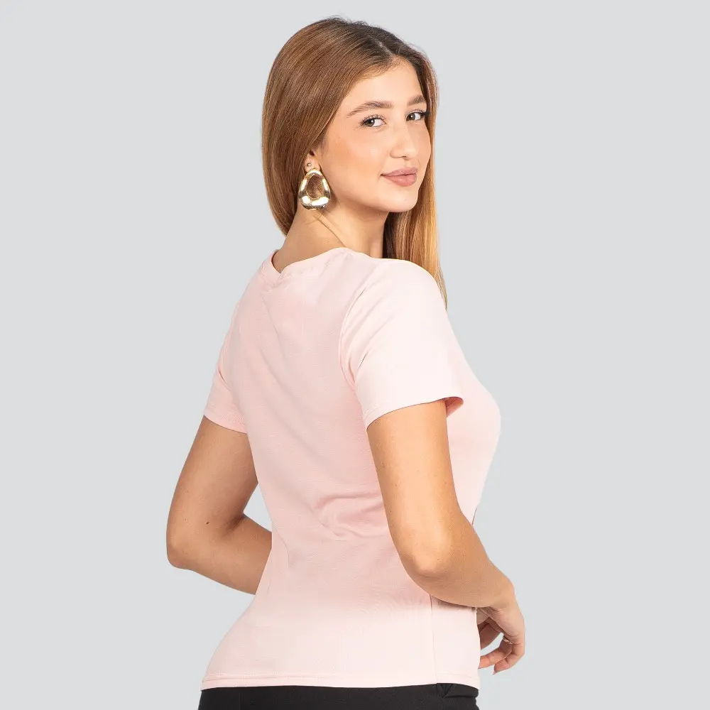 Blusa Feminina Manga Curta Bordado Flor .PF310-24