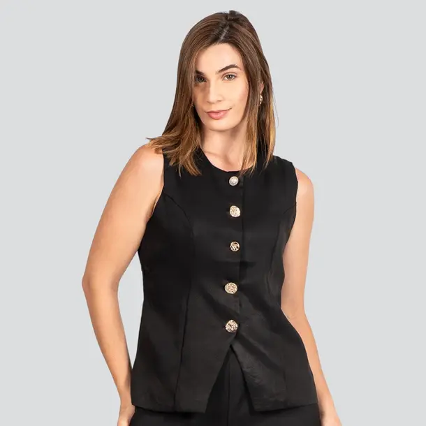 Colete Feminino Alfaiataria .EE62 Preto