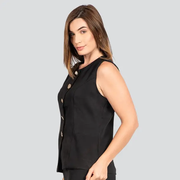 Colete Feminino Alfaiataria .EE62 Preto