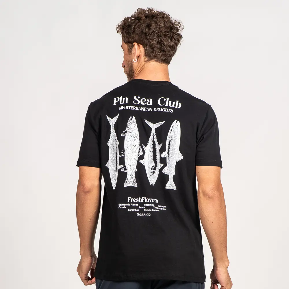 Camiseta Masculina Manga Curta Estampa Peixes .P1723
