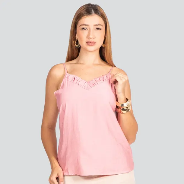 Regata Feminina Alça Fina Fluida .XH9628 Rosa
