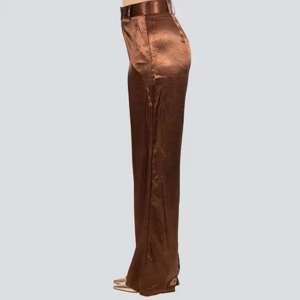 Calça Feminina Pantalona Acetinada .XX6031 Marrom