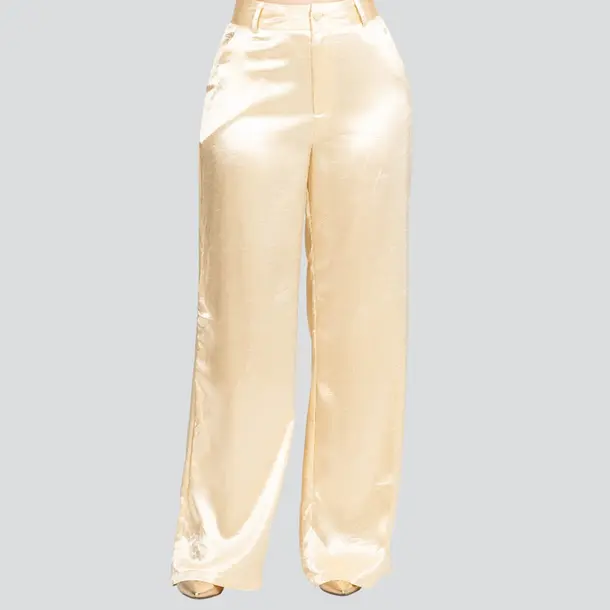 Calça Feminina Pantalona Acetinada .XX6031 Champagne