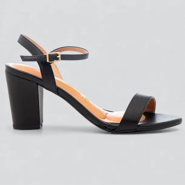 Sandália Feminina Salto Médio Bloco .6262474 Pelica Preto