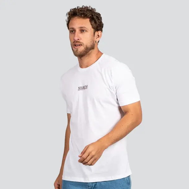 Camiseta Masculina Manga Curta Estampa Minimal .P1457 Branco
