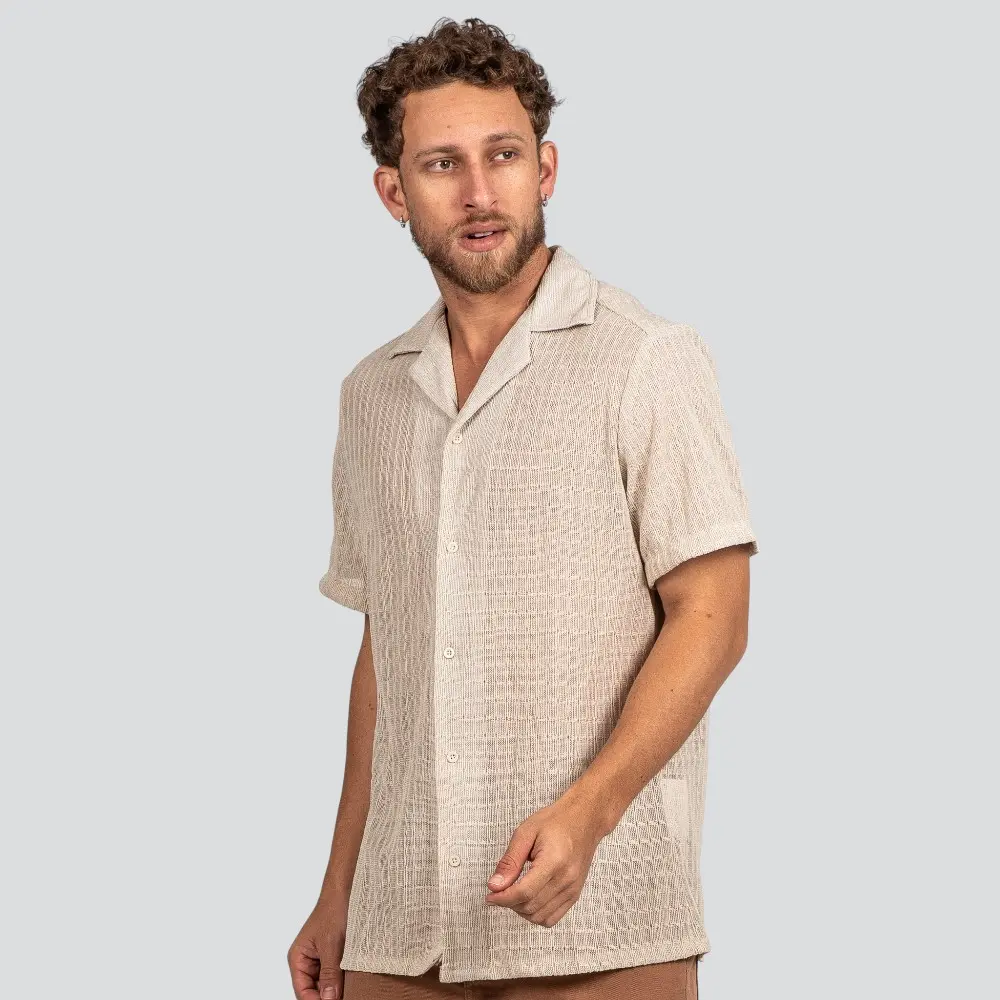 Camisa Masculina Manga Curta Crochet Texturizada .15260010
