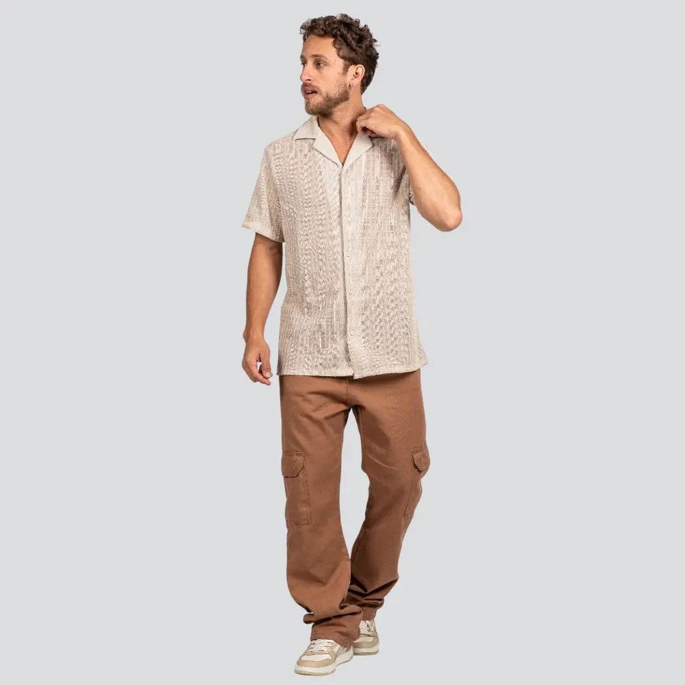 Camisa Masculina Manga Curta Crochet Texturizada .15260010