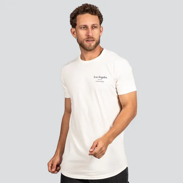 Camiseta Masculina Manga Curta Long Los Angeles .7039 Off White