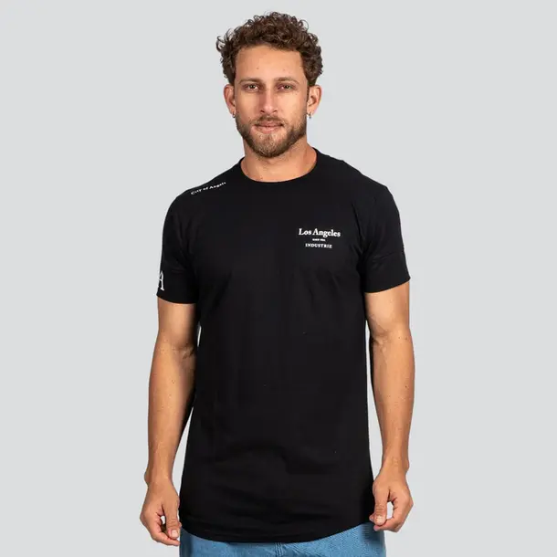 Camiseta Masculina Manga Curta Long Los Angeles .7039 Preto