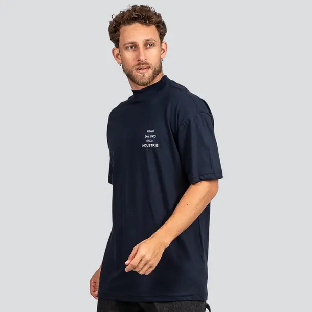 Camiseta Masculina Oversized Gola Alta Milano .9614 Marinho
