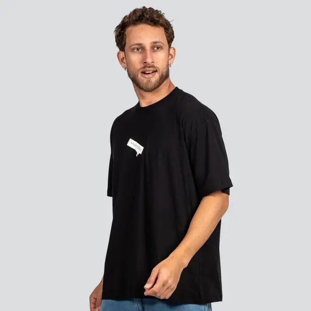 Camiseta Masculina Oversized Meia Manga Com Estampa .P1779 Preto