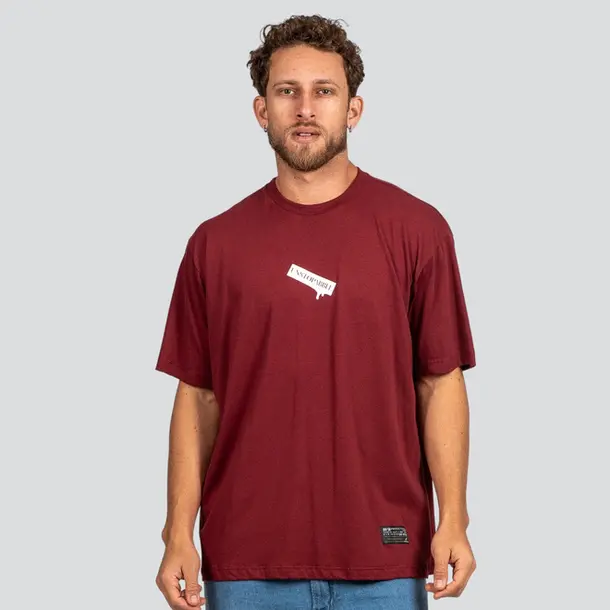 Camiseta Masculina Oversized Meia Manga Com Estampa .P1779 Vermelho Tacto