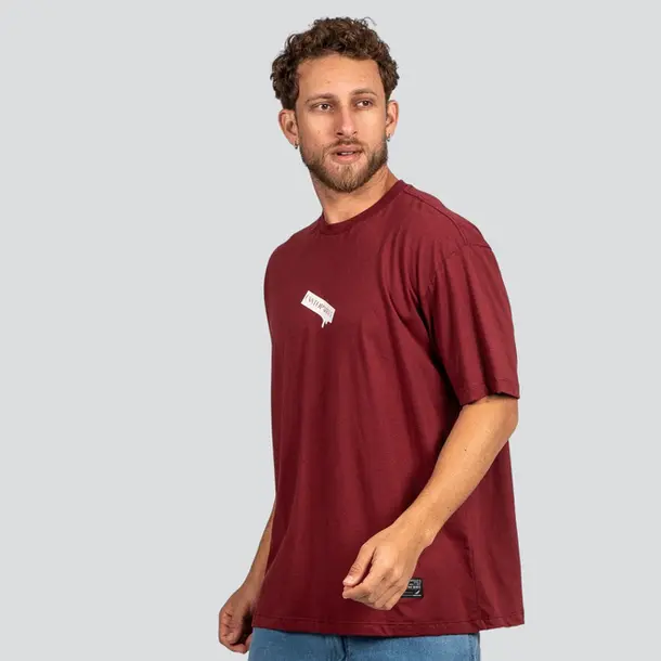 Camiseta Masculina Oversized Meia Manga Com Estampa .P1779 Vermelho Tacto