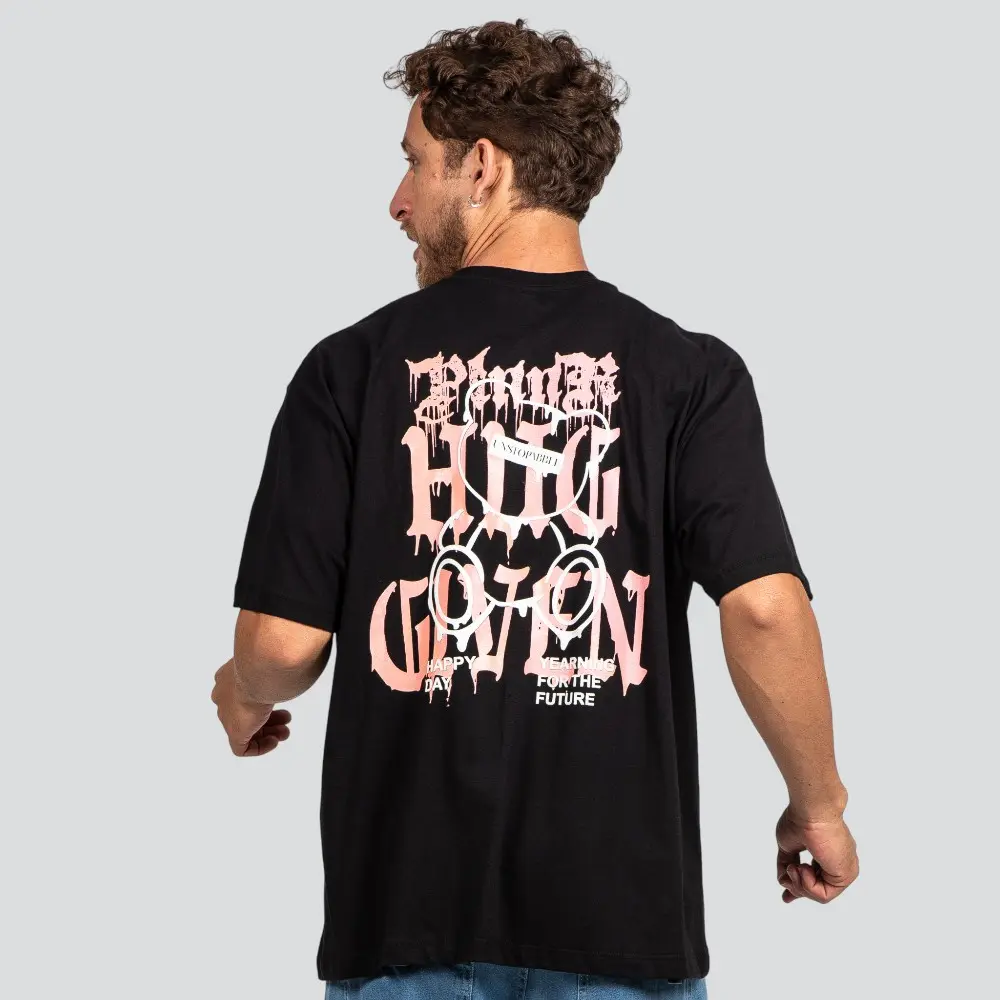 Camiseta Masculina Oversized Meia Manga Com Estampa .P1779