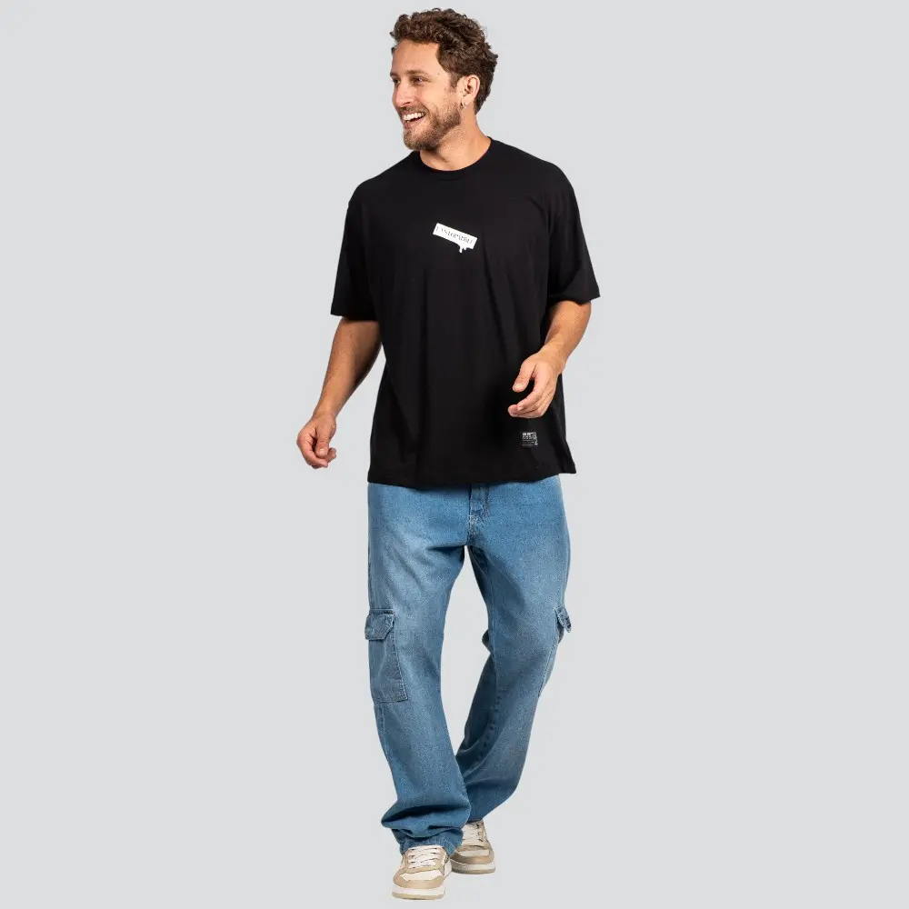 Camiseta Masculina Oversized Meia Manga Com Estampa .P1779