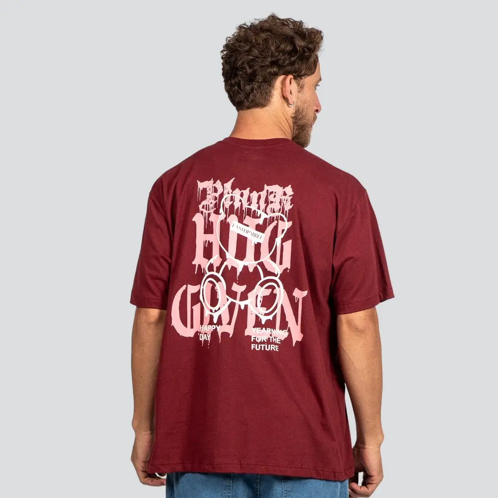 Camiseta Masculina Oversized Meia Manga Com Estampa .P1779