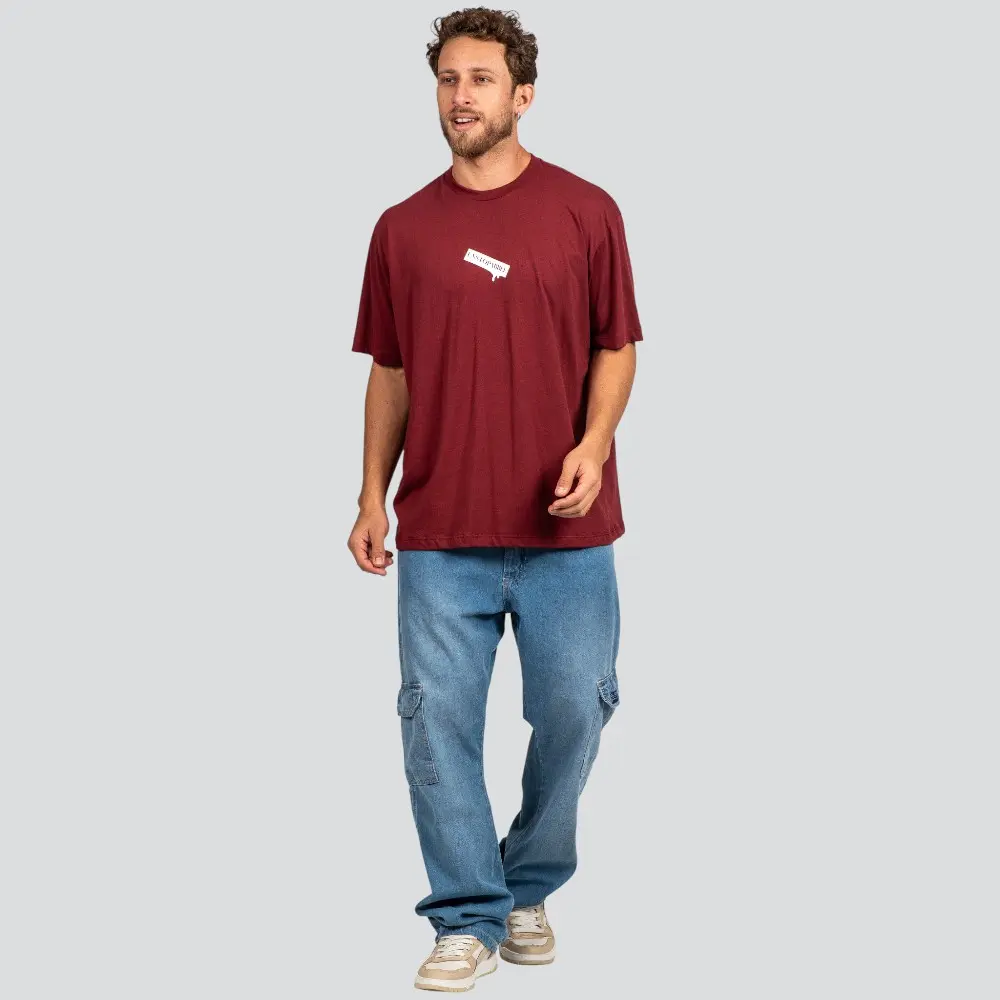 Camiseta Masculina Oversized Meia Manga Com Estampa .P1779