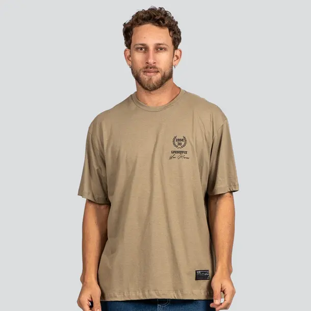 Camiseta Masculina Oversized Meia Manga Com Estampa Frente e Costas .P1795 Cinza Chinchila