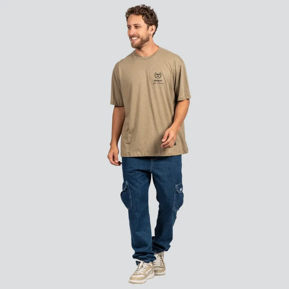 Camiseta Masculina Oversized Meia Manga Com Estampa Frente e Costas .P1795