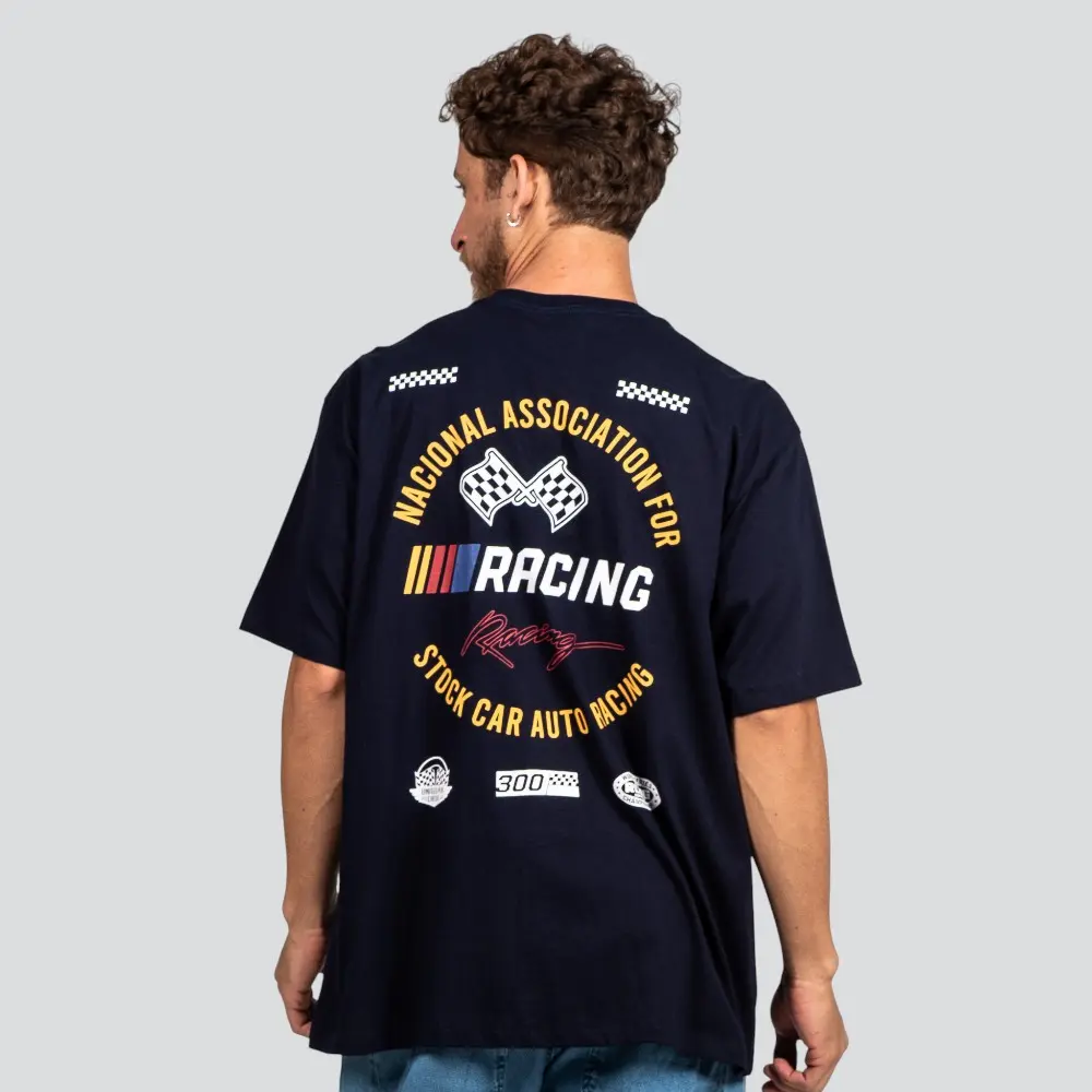 Camiseta Masculina Oversized Meia Manga Com Estampa Frente e Costas .P1796