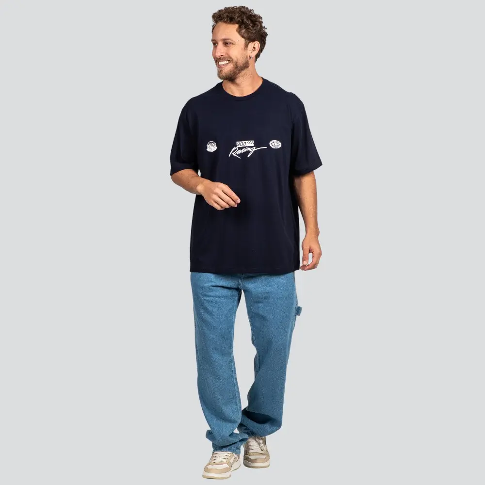 Camiseta Masculina Oversized Meia Manga Com Estampa Frente e Costas .P1796