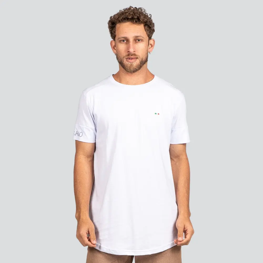 Camiseta Masculina Manga Curta Longline Com Bordado Milano .7040