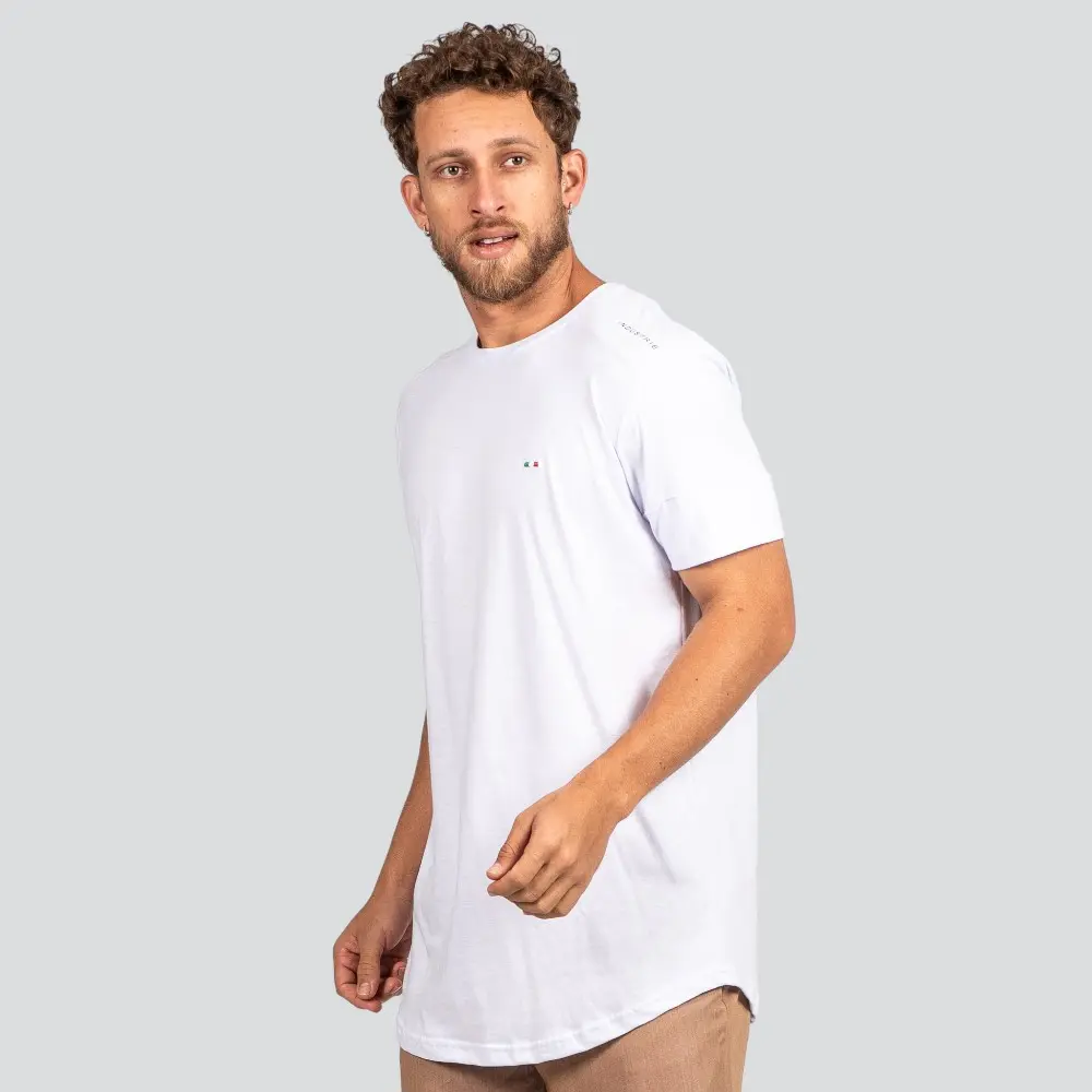 Camiseta Masculina Manga Curta Longline Com Bordado Milano .7040