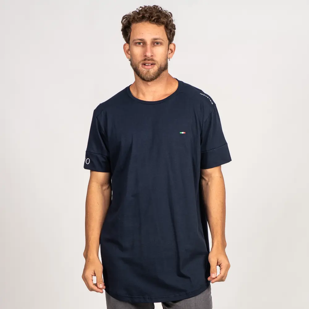 Camiseta Masculina Manga Curta Longline Com Bordado Milano .7040