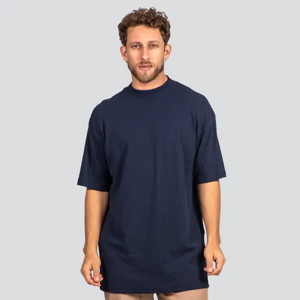 Camiseta Masculina Manga Curta Oversized Texturizada .9619 Marinho