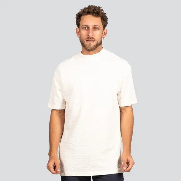 Camiseta Masculina Manga Curta Oversized Texturizada .9619 Off White