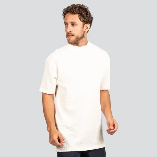 Camiseta Masculina Manga Curta Oversized Texturizada .9619 Off White